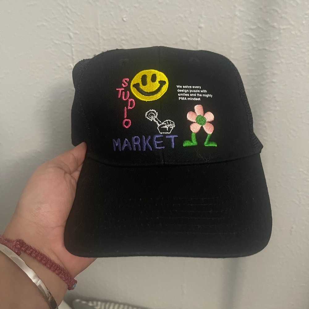 NWOT Urban Outfitters Market Studio Have a Nice Day Cap with Colorful Embroidery